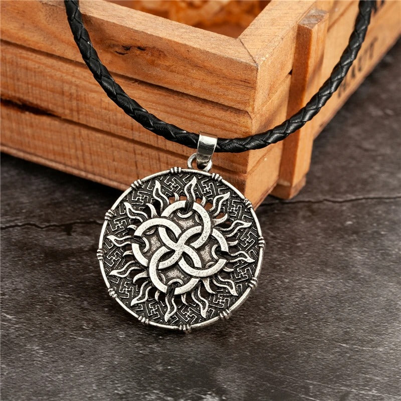 Vintage Silver Sun Knot Pendant Necklace-Mialla Jewelry