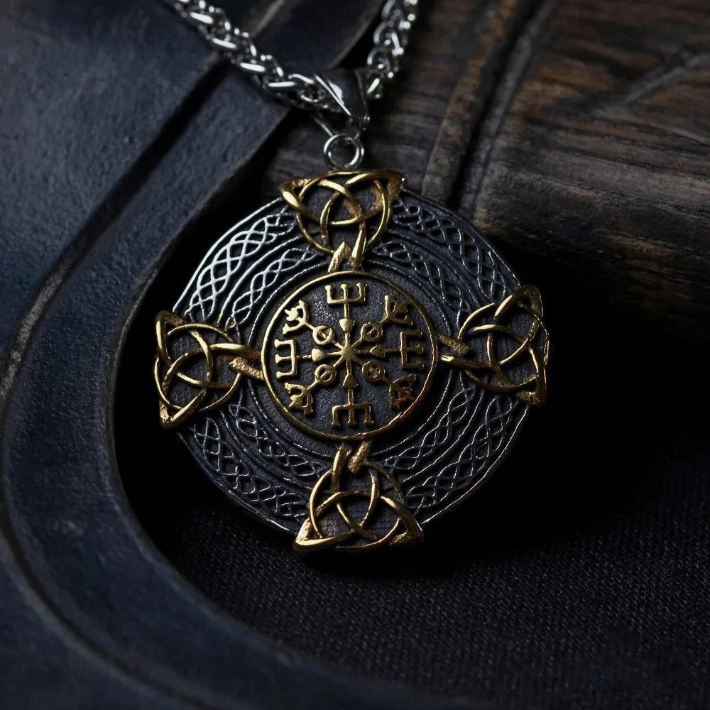 Gold & Silver Viking Protection Symbol Necklace-Mialla Jewelry