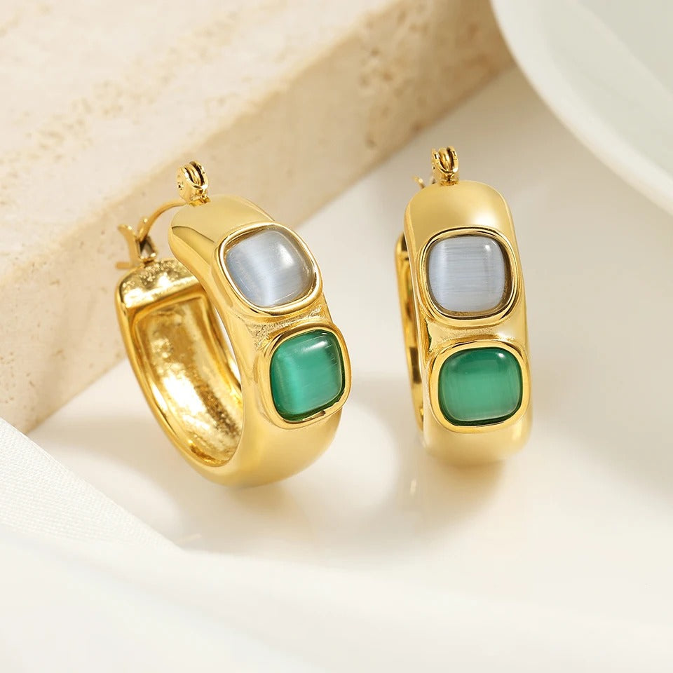 Vintage Gold U-Shaped Hoop Earrings-Mialla Jewelry