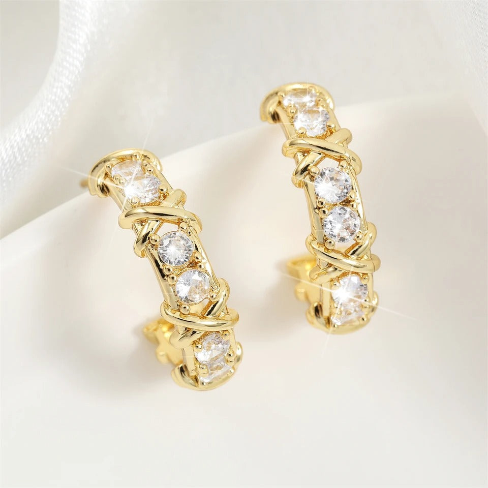 Vintage Gold C-Shaped Hoop Earrings-Mialla Jewelry