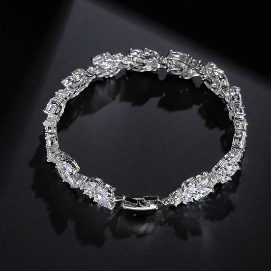 Vintage Sparkling Silver Chain Bracelet-Mialla Jewelry