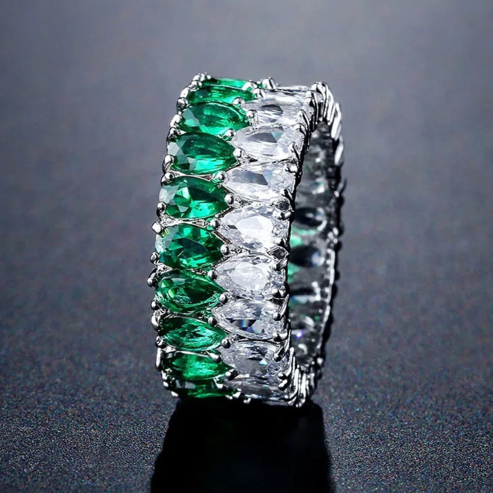 Silver Two-Tone Sparkle Gem Ring-Mialla Jewelry