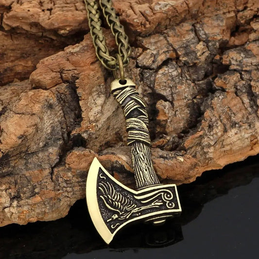 Vintage Norse Axe Pendant Necklace-Mialla Jewelry