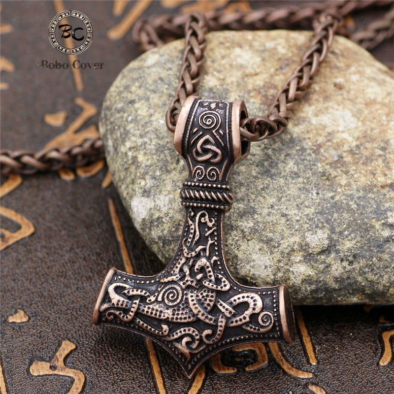 Vintage Bronze Thor's Hammer Necklace-Mialla Jewelry