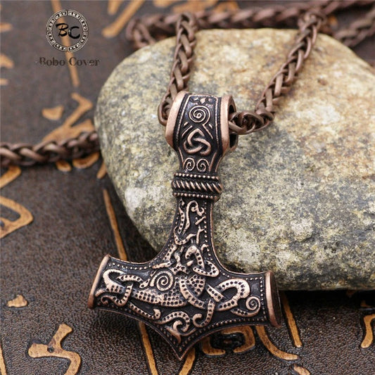 Vintage Bronze Thor's Hammer Necklace-Mialla Jewelry