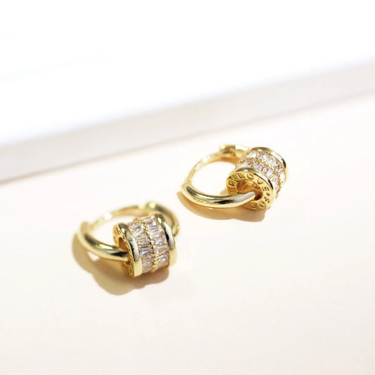 Vintage Gold Rolling Charm Earrings-Mialla Jewelry
