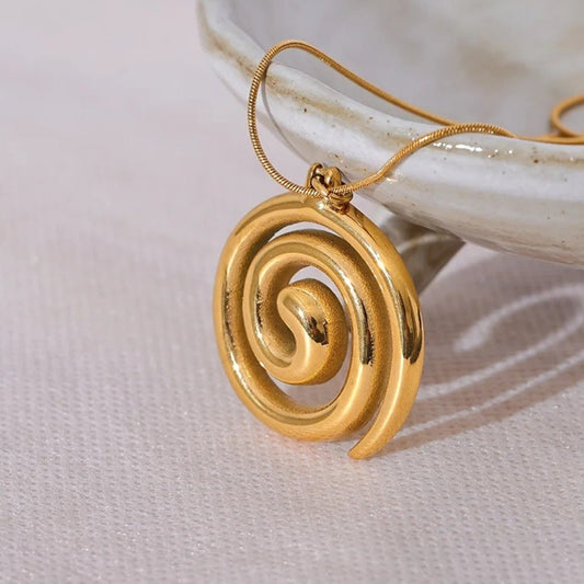 Vintage Gold Spiral Pendant Necklace-Mialla Jewelry