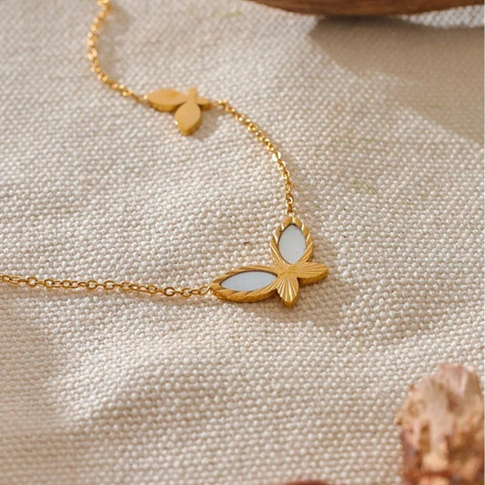 Vintage Gold Butterfly Pendant Necklace-Mialla Jewelry