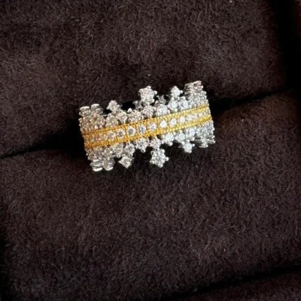 Vintage Silver & Gold Beautiful Palace Style Lace Crown Ring-Mialla Jewelry