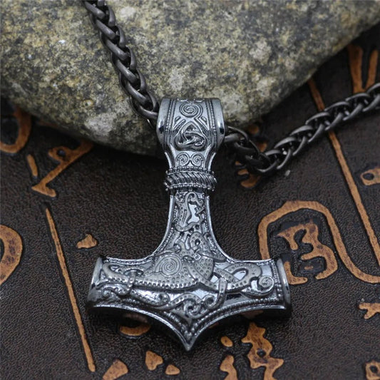 Vintage Silver Thor's Hammer Necklace-Mialla Jewelry