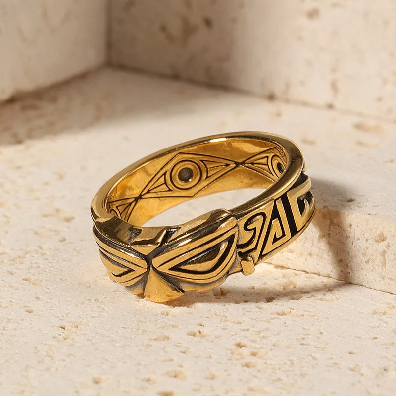 Vintage Tribal Eye Gold Adjustable Ring-Mialla Jewelry