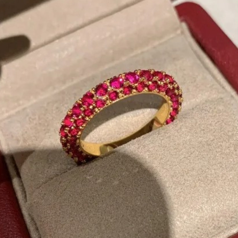 Vintage Gold & Shiny Charm Retro Red Ring-Mialla Jewelry