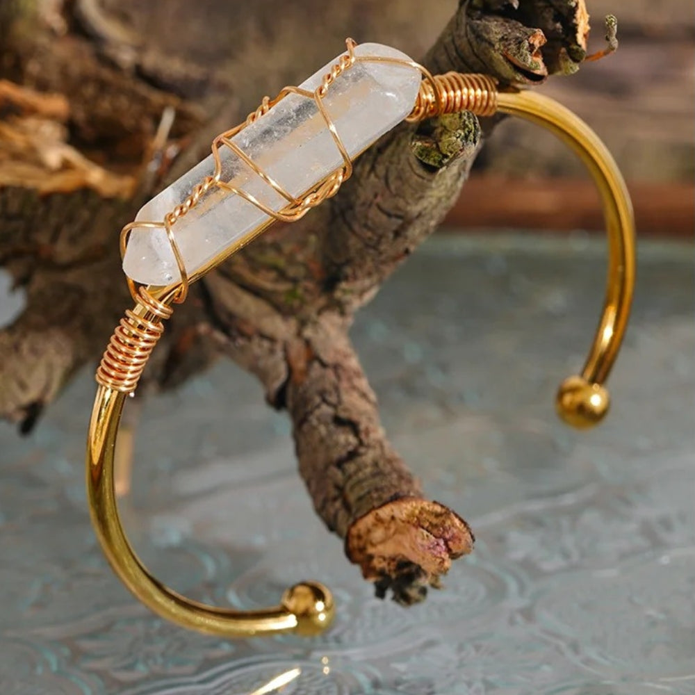 Vintage Gold Wire Wrapped Crystal Bracelet-Mialla Jewelry
