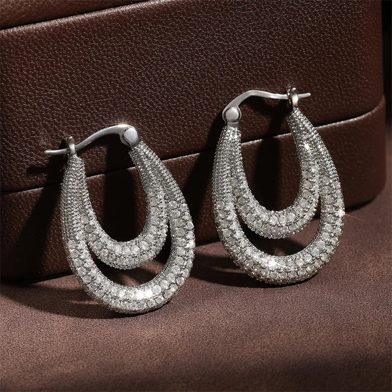 Silver Vintage Double Drop Earrings-Mialla Jewelry
