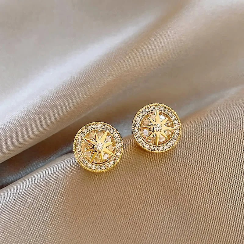 Vintage Radiant Star Gold Earrings-Mialla Jewelry