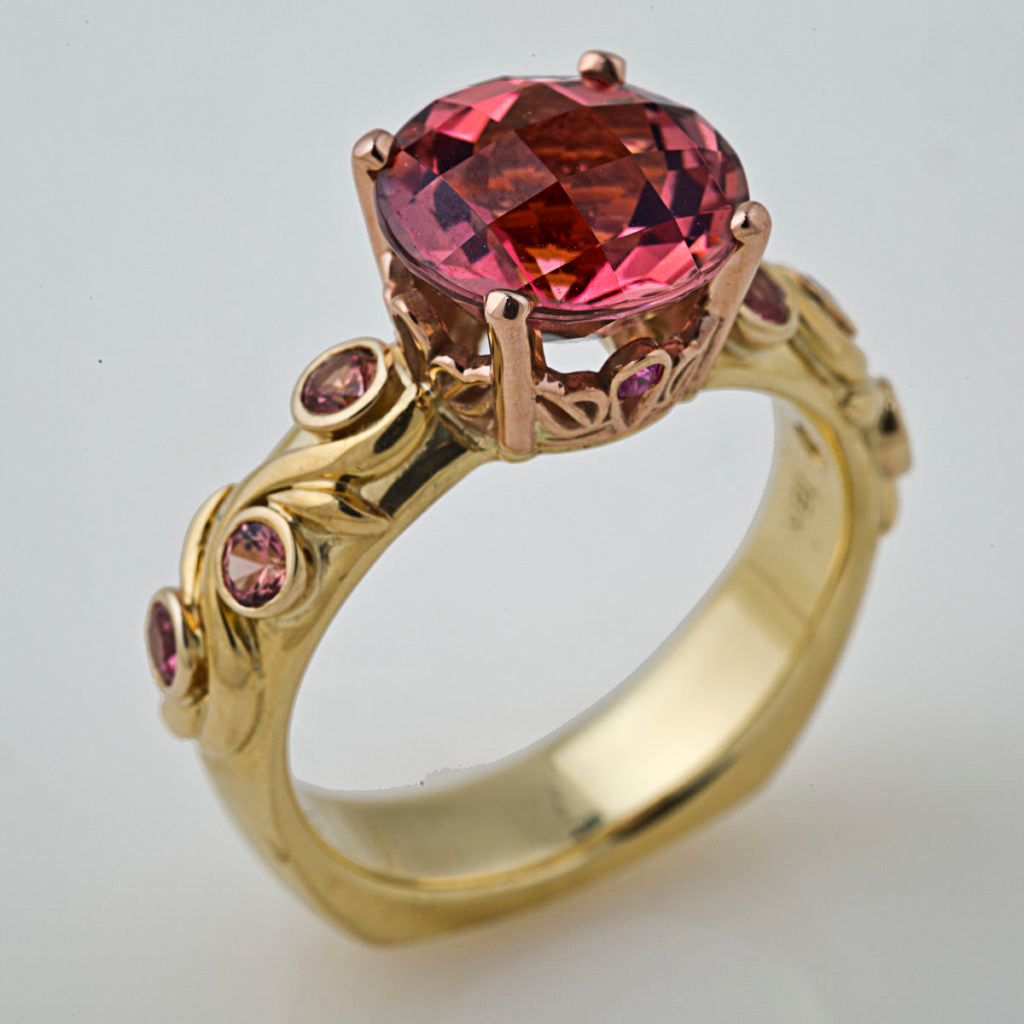 Vintage Garnet Gold Ring-Mialla Jewelry