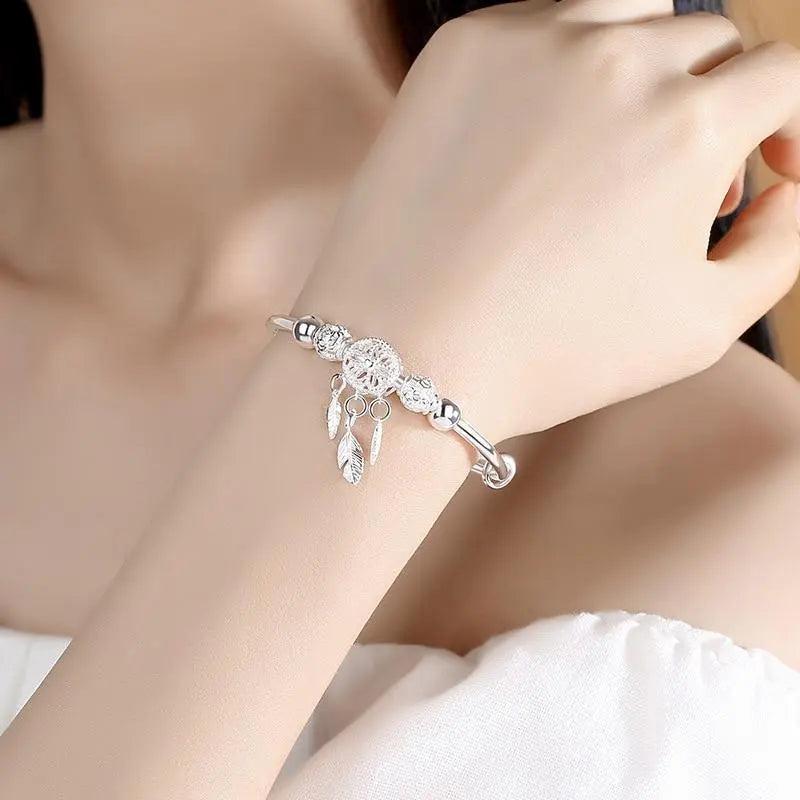 925 Silver Adjustable Dreamcatcher Bracelet-Mialla Jewelry