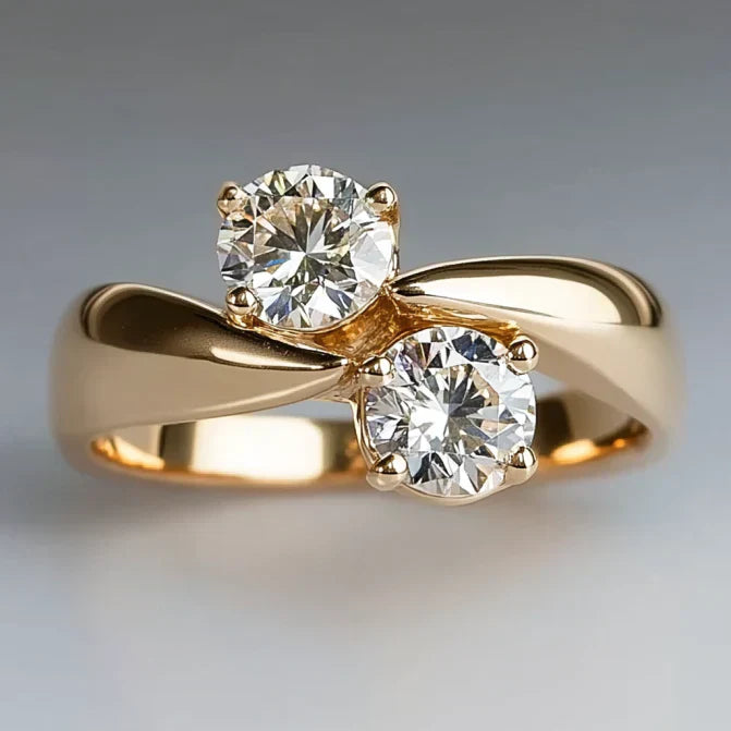 Vintage Open Sparkling Gold Ring-Mialla Jewelry